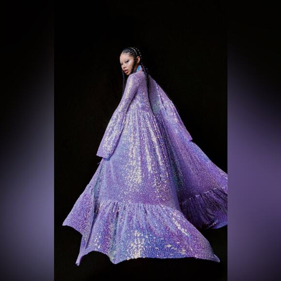 ELECTRIC DAZE SEQUIN DUSTER IN LIGHT PURPLE - Picture 1 of 12